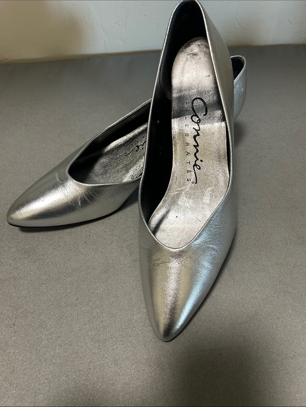 Connie Shimmery Silver Pointed-Toe Women’s Heels